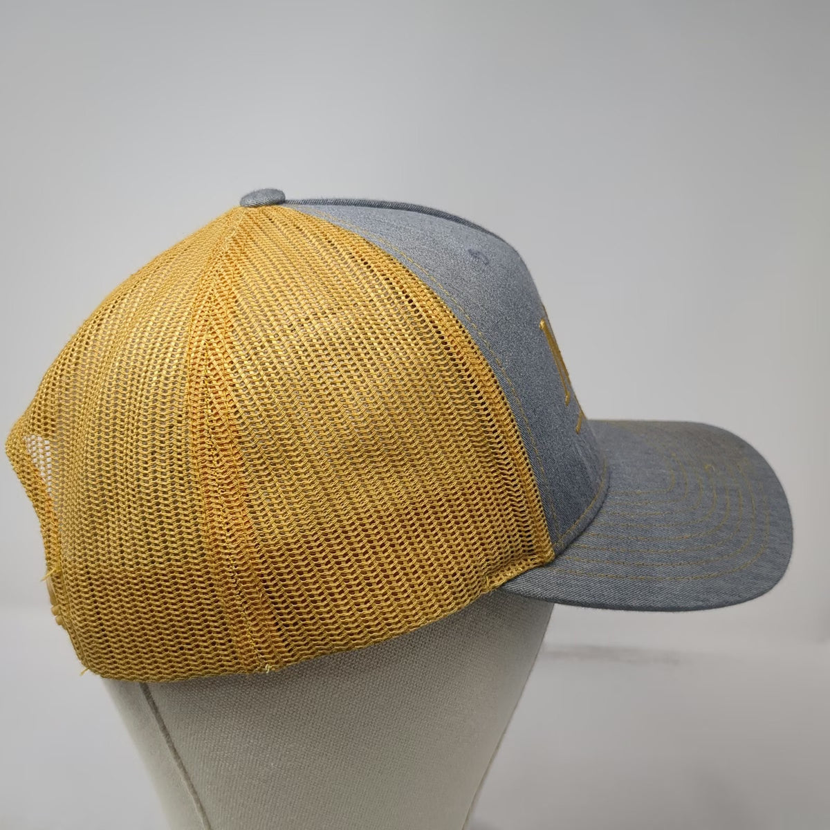 Richardson Trucker Hat Blue Gold One Size Melton Truck Lines Mesh Snapback