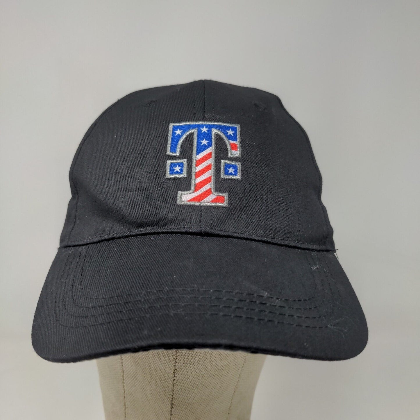 T-Mobile Men's Strapback Hat Black Adjustable Embroidered Patriotic Logo