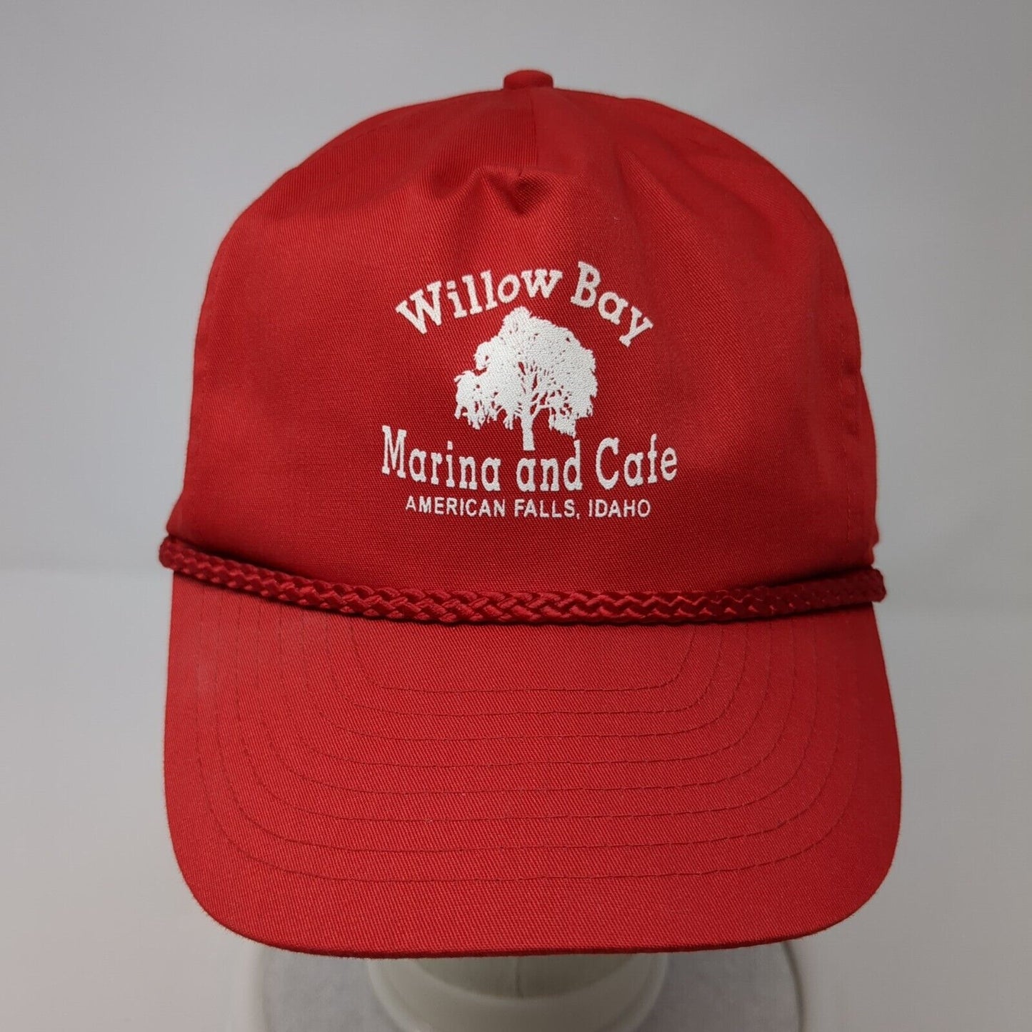 Willow Bay Marina and Cafe Snapback Rope Hat Red One Size Solid Nissin