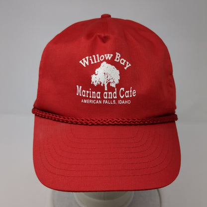 Willow Bay Marina and Cafe Snapback Rope Hat Red One Size Solid Nissin