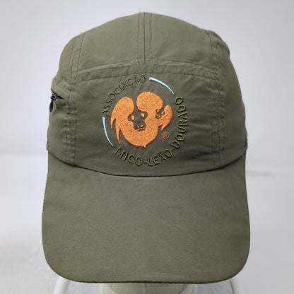 Kimilly Robinson 5 Panel Green Hat One Size Zip Pocket Monkey Wildlife Logo Cap