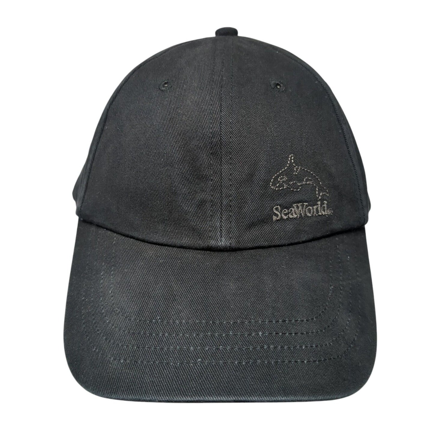 SeaWorld Strapback Hat Black One Size Solid Adjustable Embroidered