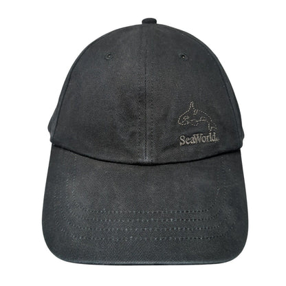 SeaWorld Strapback Hat Black One Size Solid Adjustable Embroidered