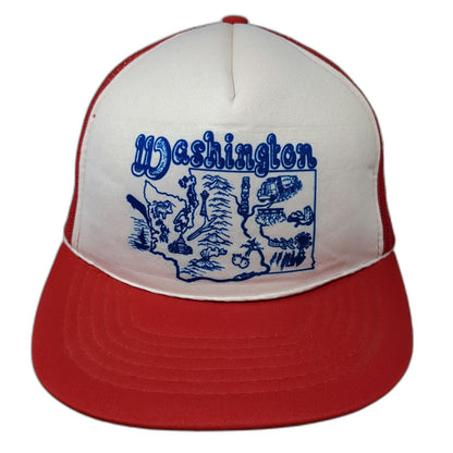 Trucker Hat Red White One Size Washington State Map Graphic Landmark Snapback