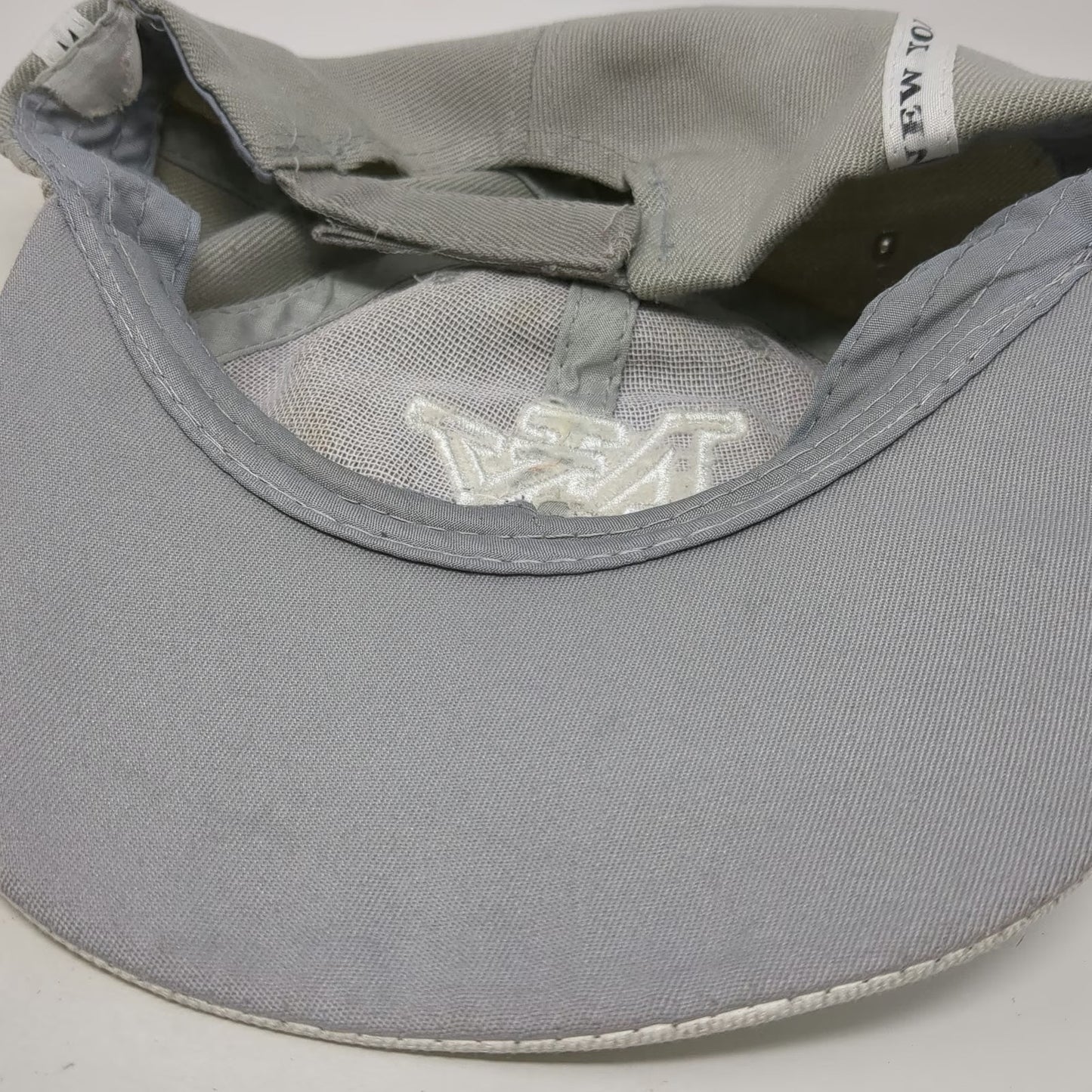 Gray Baseball Cap One Size NY New York Logo Taping Strapback Hat Embroidered