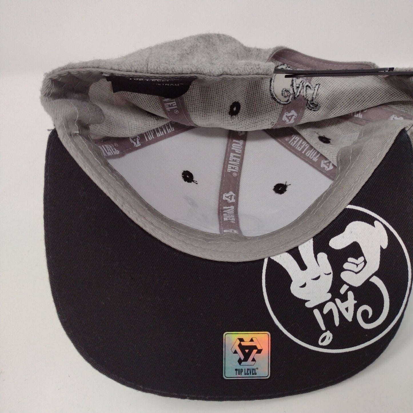 Cali Snapback Hat Gray OSFA Embroidered Colorblock Top Level 6 Panel