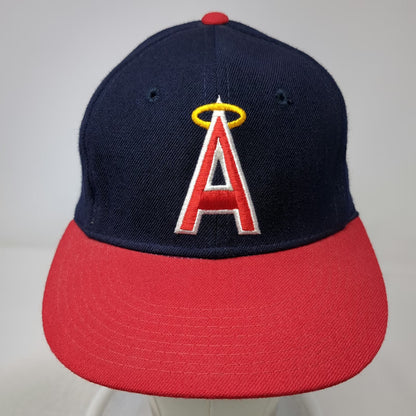 New Era Cap Blue Red 6 7/8 Angels MLB Diamond Collection Fitted Hat Vintage