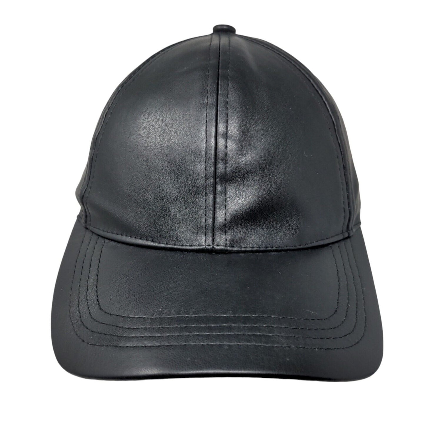 Unbranded Leather Slideback Hat Black One Size Adjustable Blank Polyester