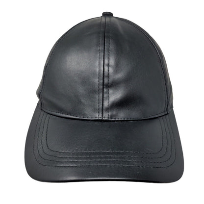 Unbranded Leather Slideback Hat Black One Size Adjustable Blank Polyester