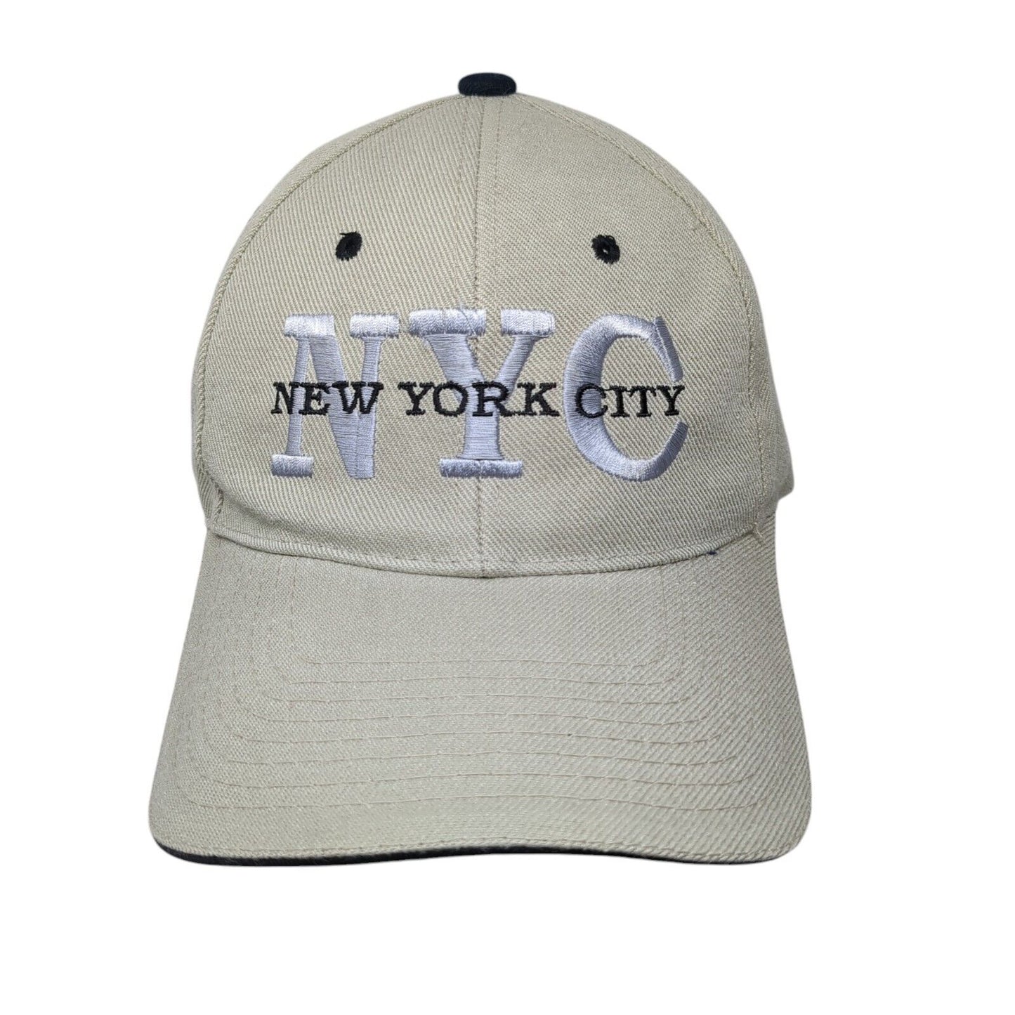 NYC New York City Strapback Hat Tan OSFA Adjustable Embroidered 6 Panel
