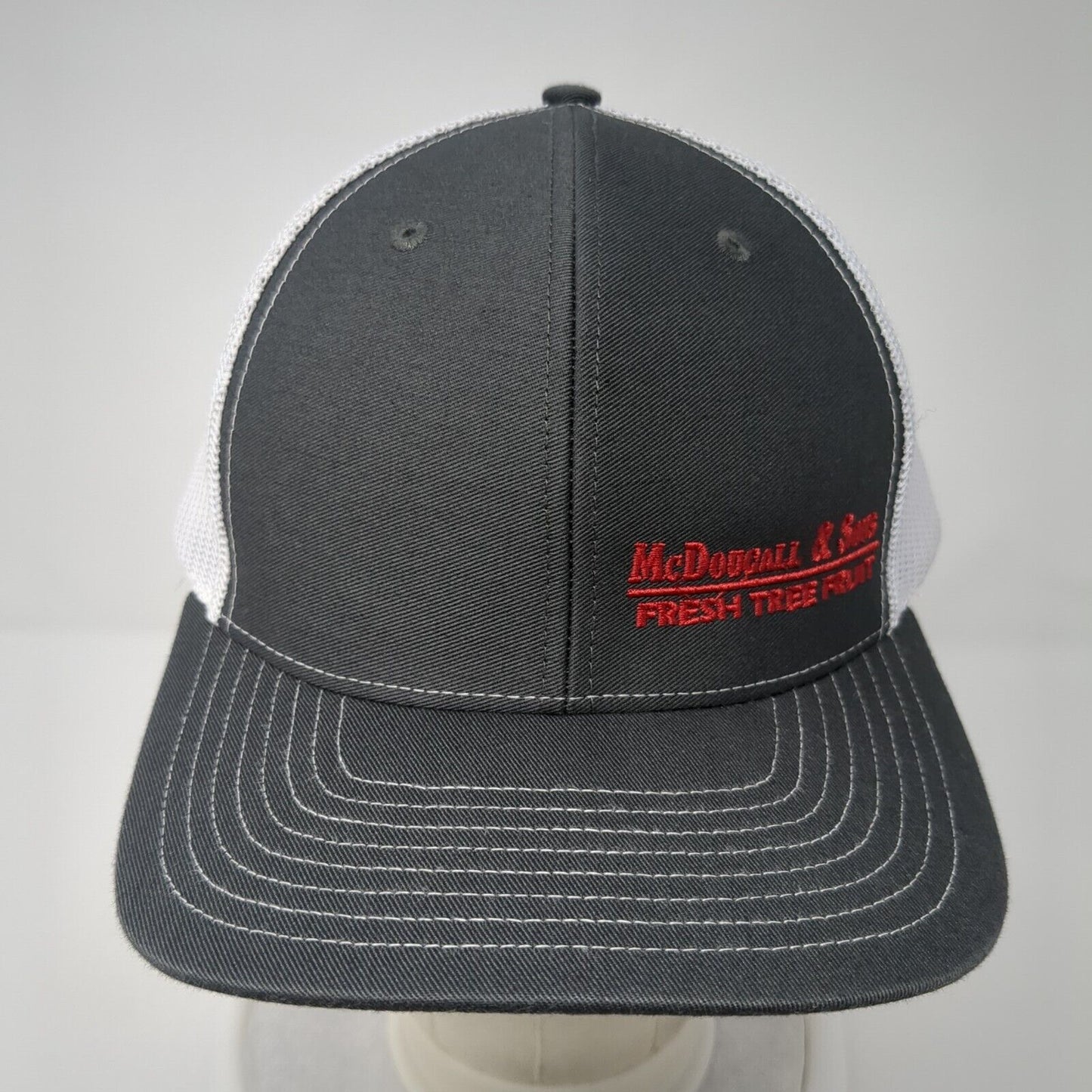McDougall & Sons Fresh Tree Fruit Snapback Trucker Hat Gray OS Mesh Richardson