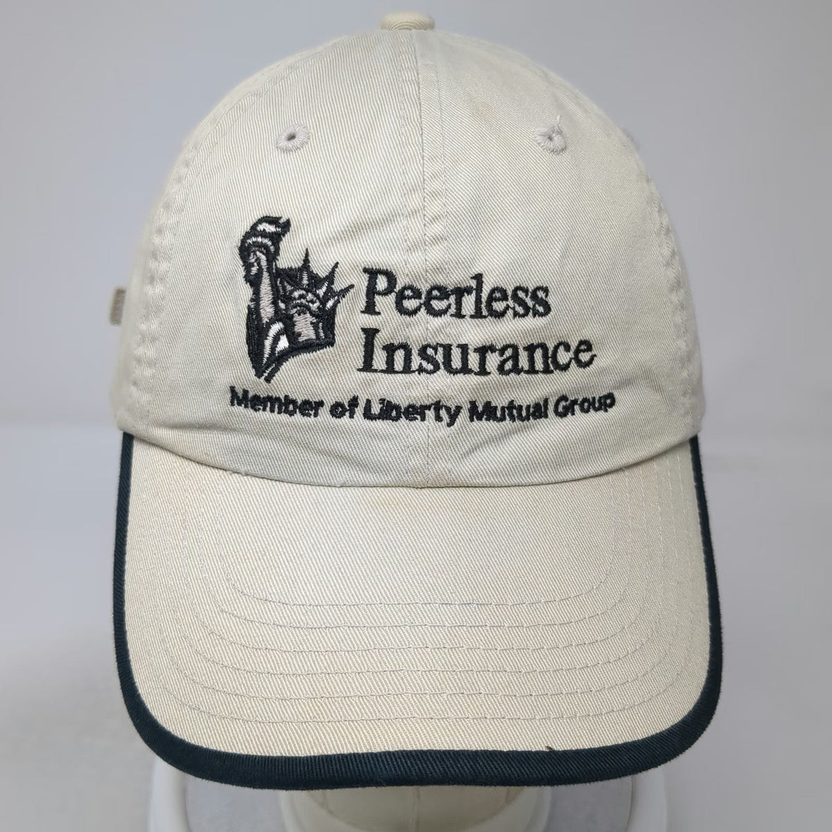 Port Authority Peerless Insurance Baseball Cap Beige Blue One Size Slideback Hat