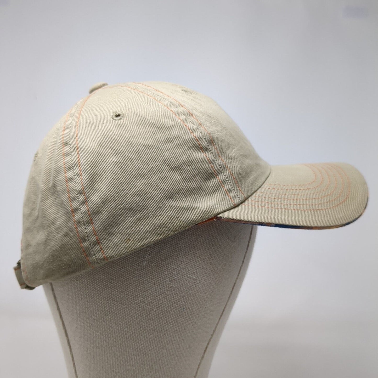 Unbranded Slideback Hat Tan OS Adjustable 6 Panel Lined Plaid Blank Cotton