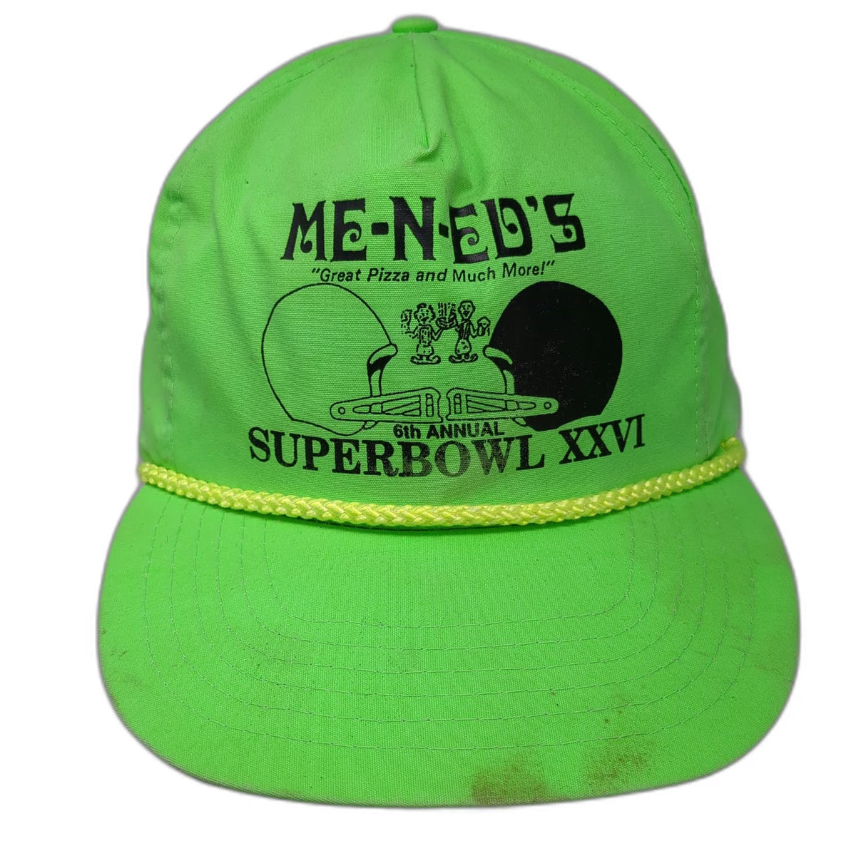 Otto Cap 5 Panel Green One Size NFL Super Bowl XXVI Me-n-Ed's Pizza Hat Vintage