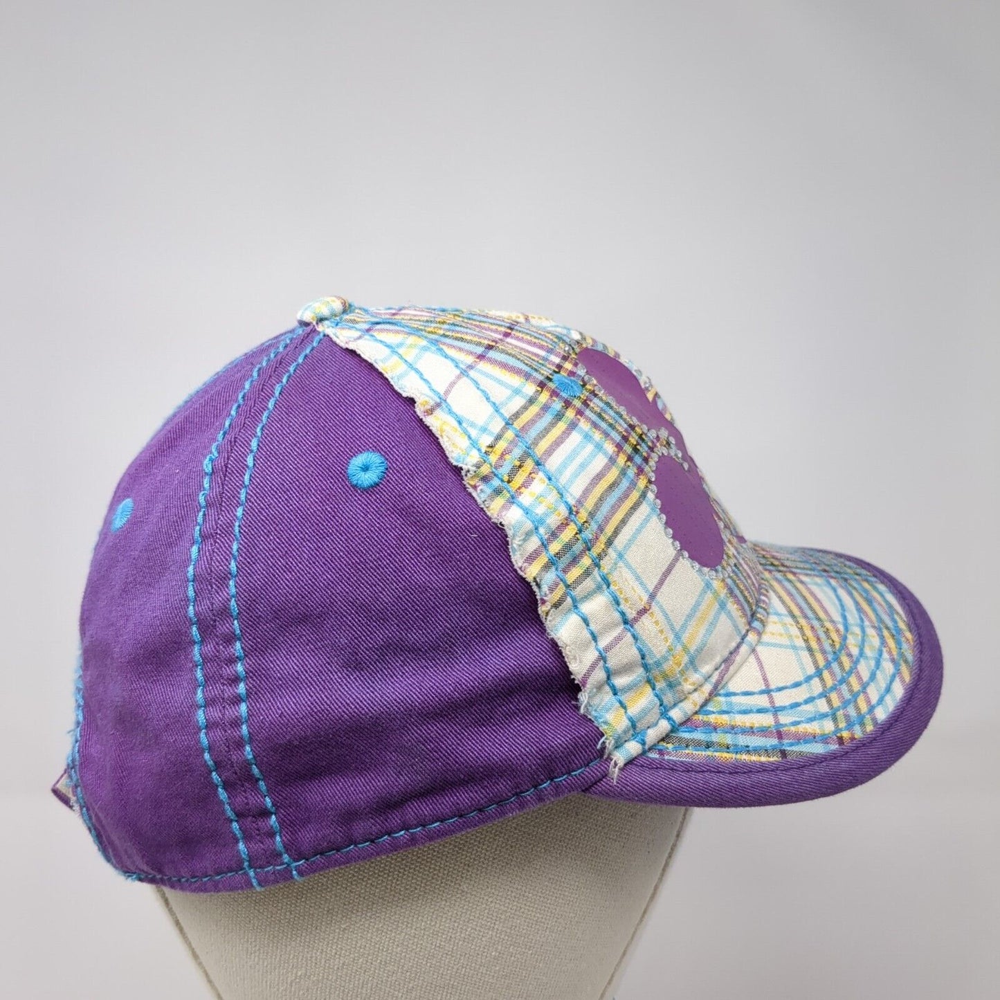 Mickey Mouse Strapback Hat Multicolor OS Adjustable Plaid Rhinestone Disney Park