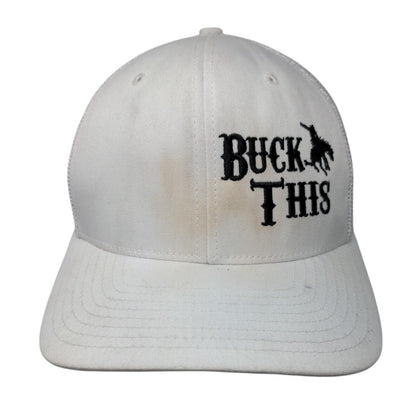 Buck This Fitted Mesh Back Trucker Hat White OSFA Flexfit Yupoong
