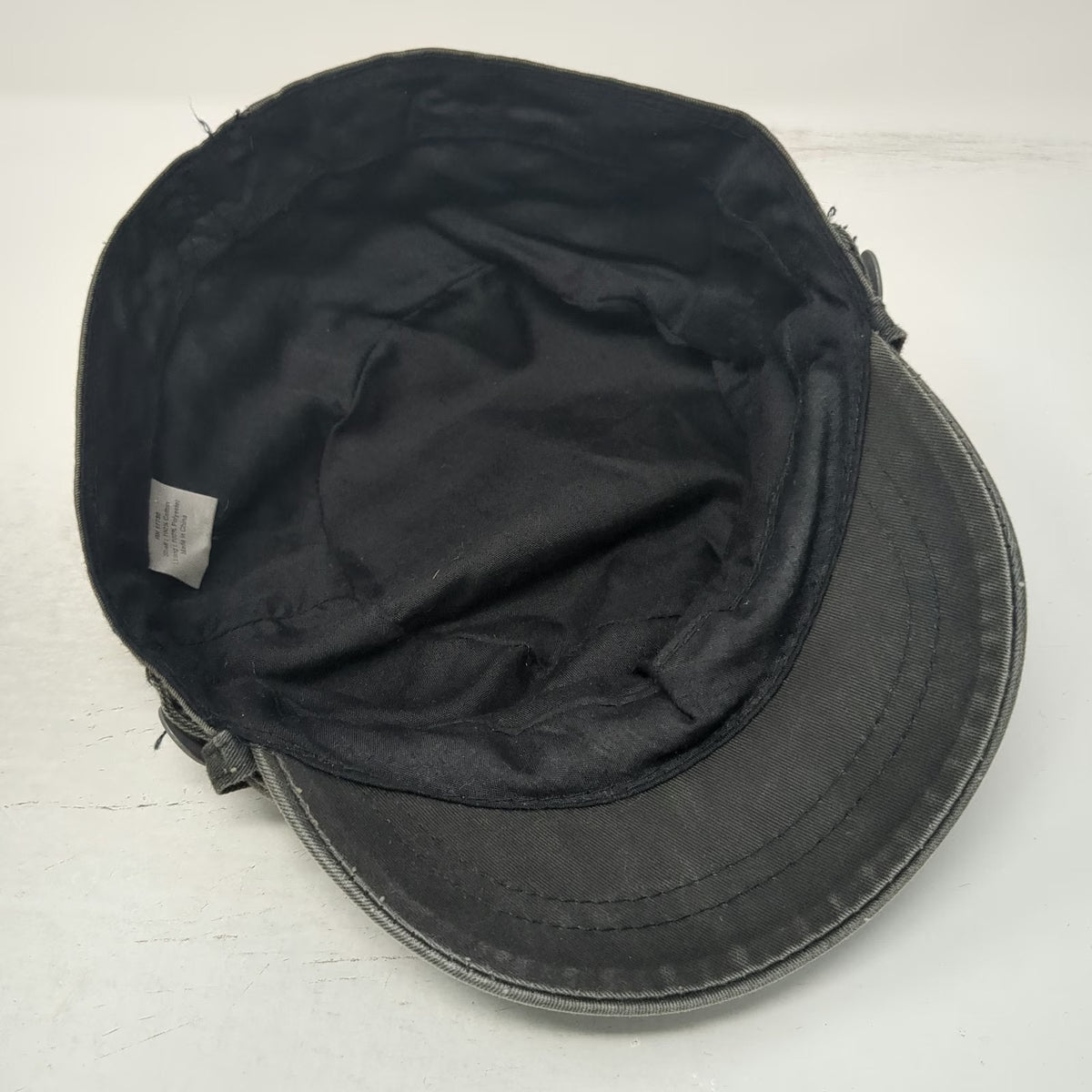 Army Cap Gray One Size Distressed Patches Studs Buttons Fashion Strap Cadet Hat