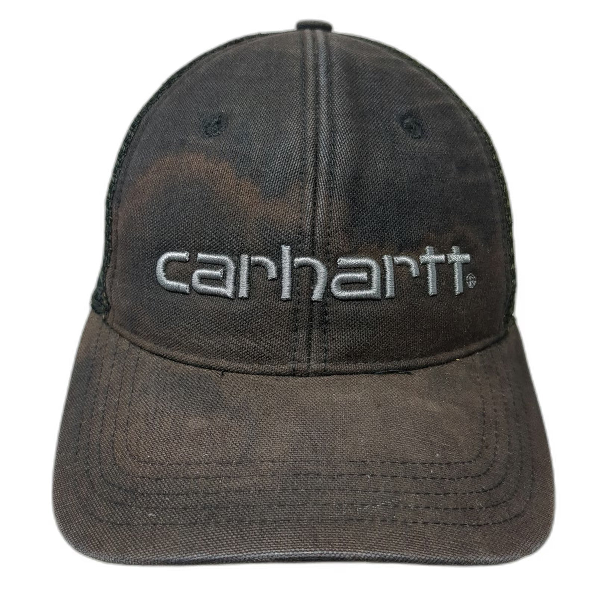 Carhartt Trucker Hat Black OSFM Snapback Mesh Embroidered Logo Workwear Canvas