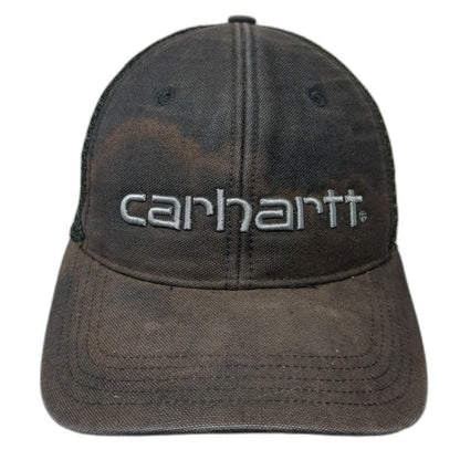 Carhartt Trucker Hat Black OSFM Snapback Mesh Embroidered Logo Workwear Canvas
