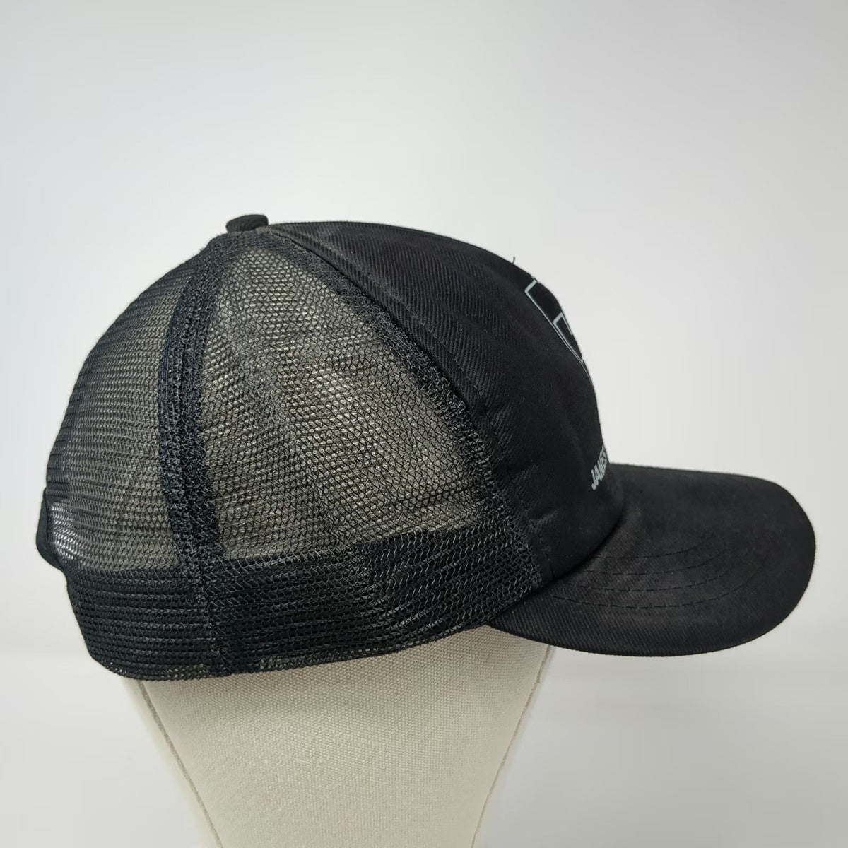 James River Corporation Trucker Hat Black One Size Snapback Mesh Back Logo