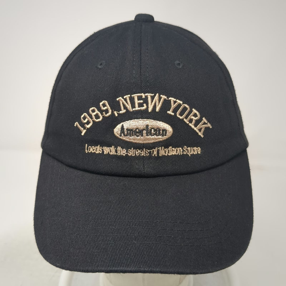Baseball Cap Black One Size Cotton Slideback New York 1989 Madison Square Hat