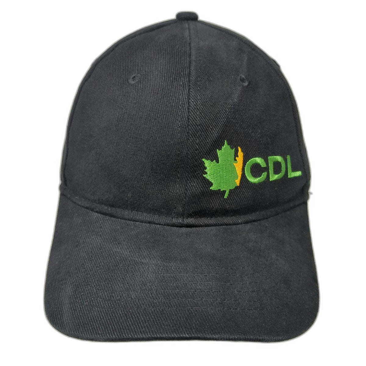 CDL Maple Leaf Baseball Cap Black One Size Strapback Cotton Hat Embroidered Logo