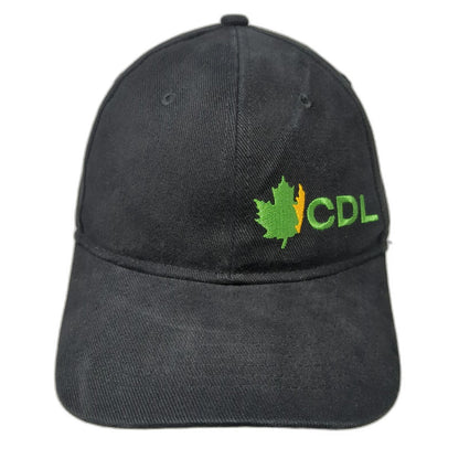 CDL Maple Leaf Baseball Cap Black One Size Strapback Cotton Hat Embroidered Logo