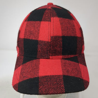 Baseball Cap Red One Size Buffalo Plaid Checkered Strapback Hat
