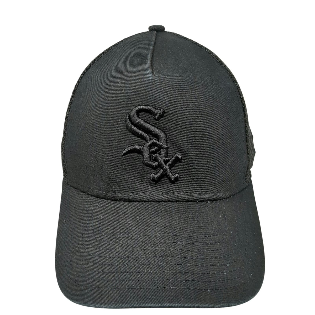 New Era Chicago White Sox MLB Black Trucker Hat OSFM Mesh Snapback Tonal Logo