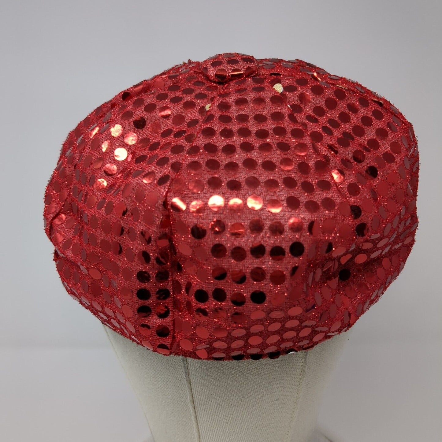 Unbranded Sparkle Sequin Newsboy Cap Red Size 58 Polka Dot Lightweight Blank