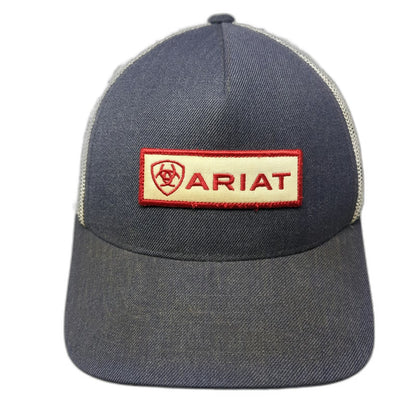 Ariat Trucker Hat Blue One Size Snapback Mesh Logo Patch Flexfit Workwear Cap