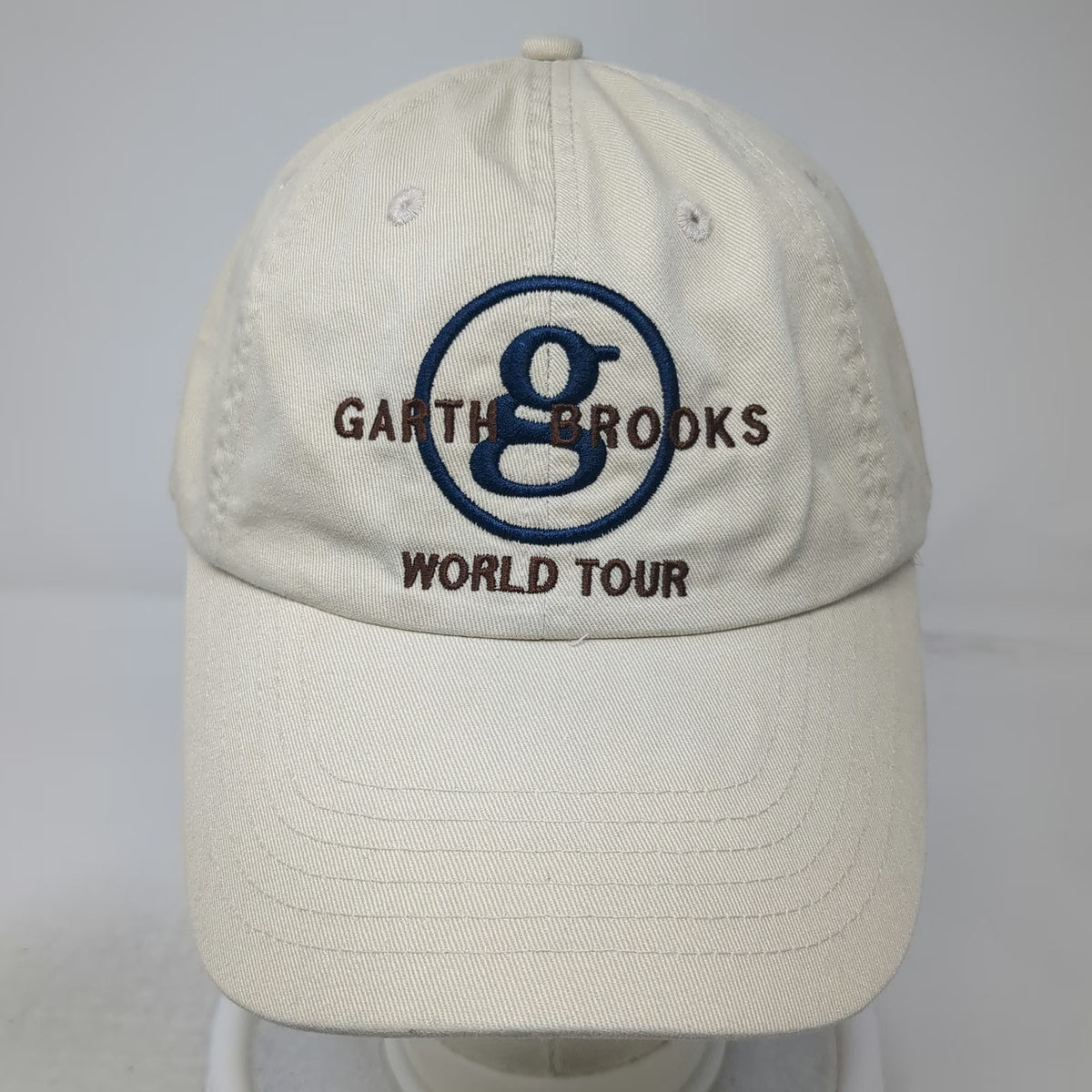 Garth Brooks World Tour Hat Beige Blue Brown Baseball Cap One Size Slideback
