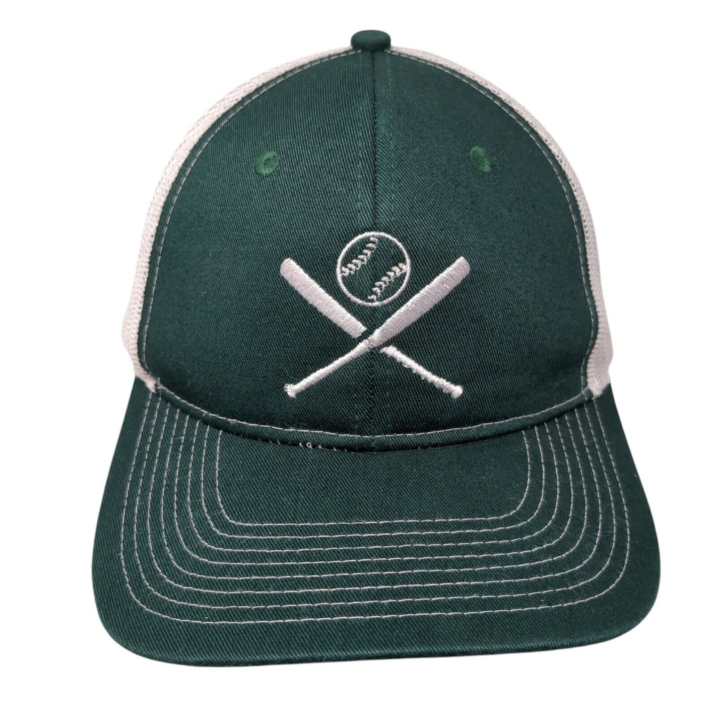 Crossed Bats Sarsaparilla Snapback Trucker Hat Green OSFA Mesh Port Authority