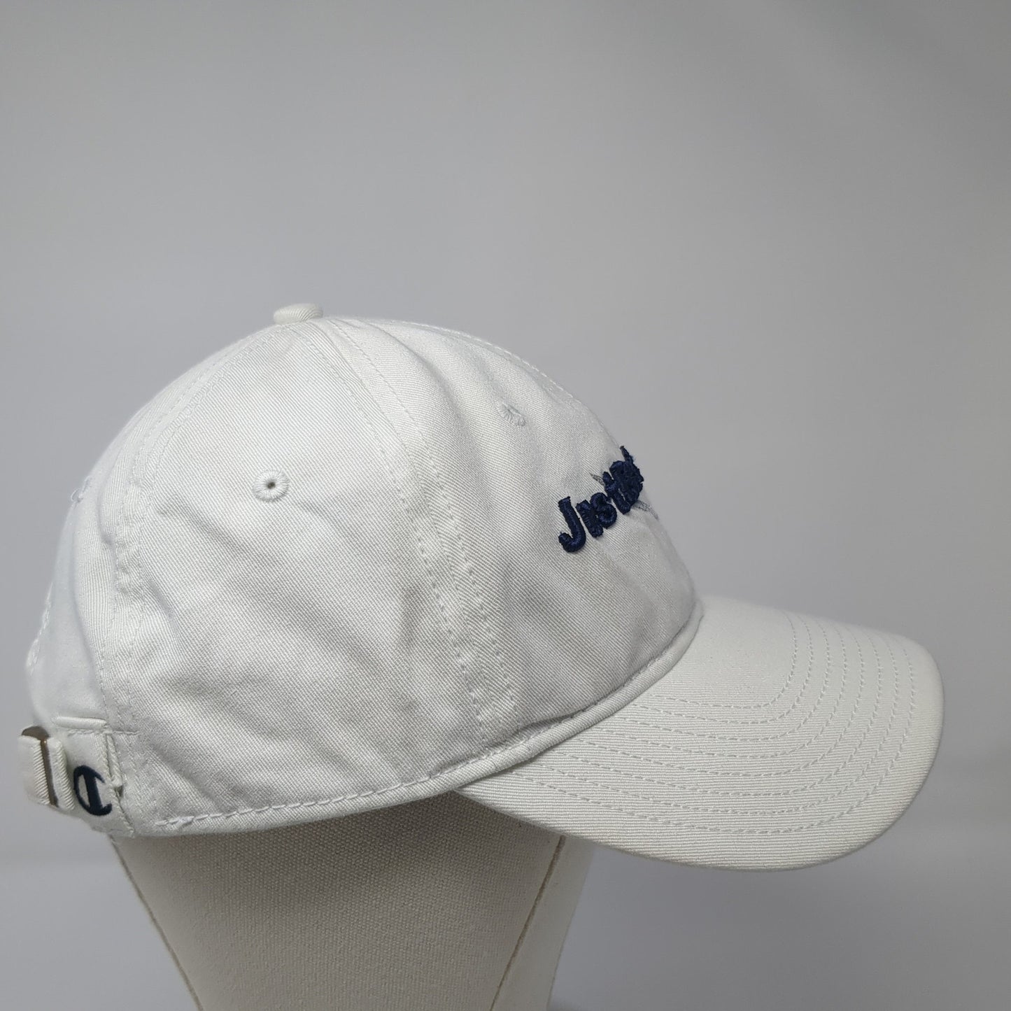 JustBats.com Slideback Baseball Cap White OS Adjustable Embroidered Champion