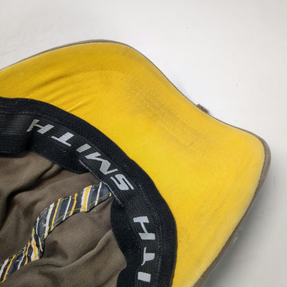 Smith Baseball Cap Brown XL Distressed Yellow Stitching Stretch Fit Logo Hat