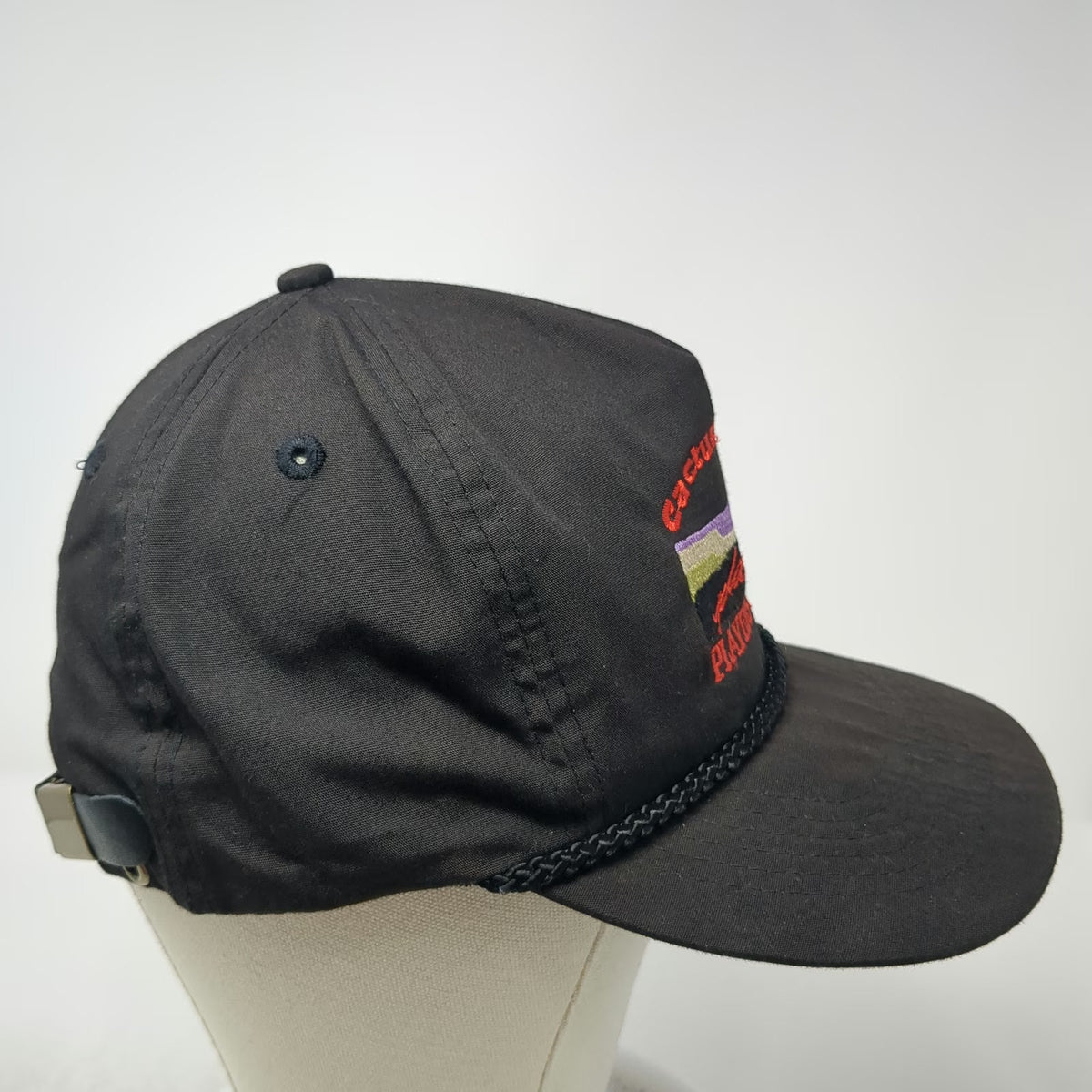 Otto 5 Panel Black One Size Hat Cactus Petes Players Club Plateau Rope Detail