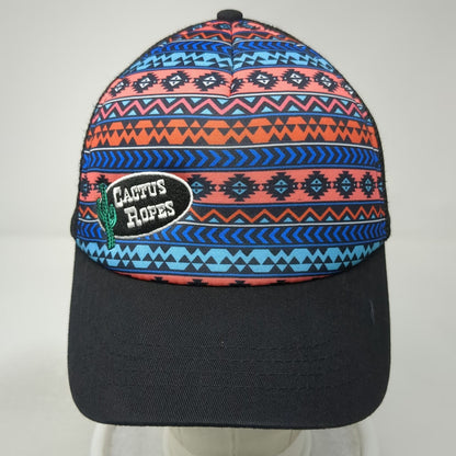 Cactus Ropes Trucker Hat Black Blue Orange One Size Mesh Geometric Pattern