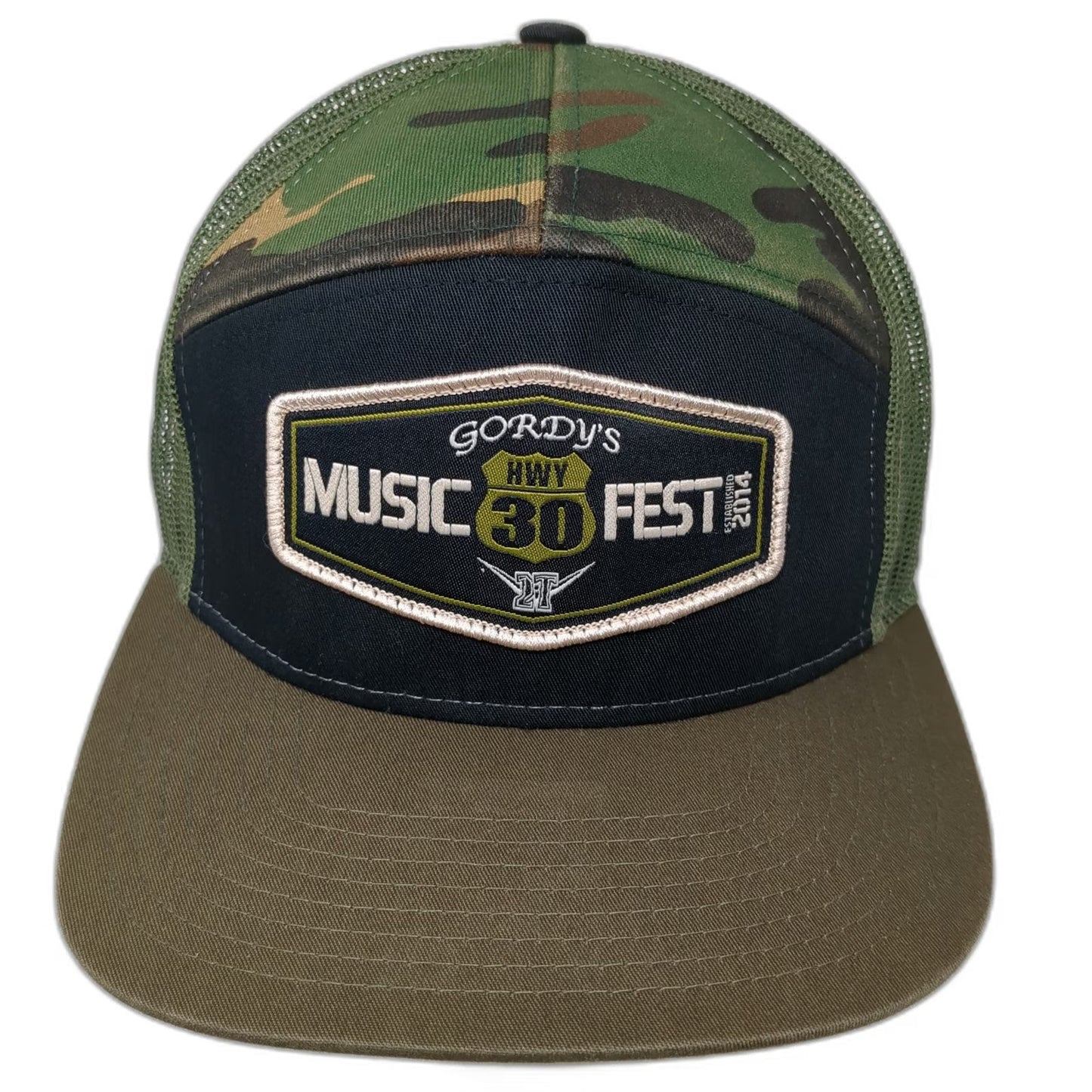 Richardson Trucker Hat Green One Size Gordy's Hwy 30 Music Fest Camo Snapback