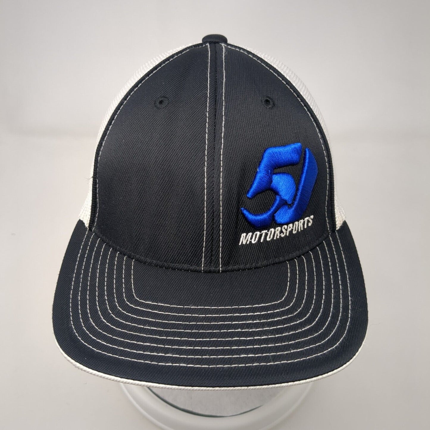 5J Motorsports Fitted Trucker Hat Black 6 7/8-7 3/8 Mesh Back Pacific Headwear