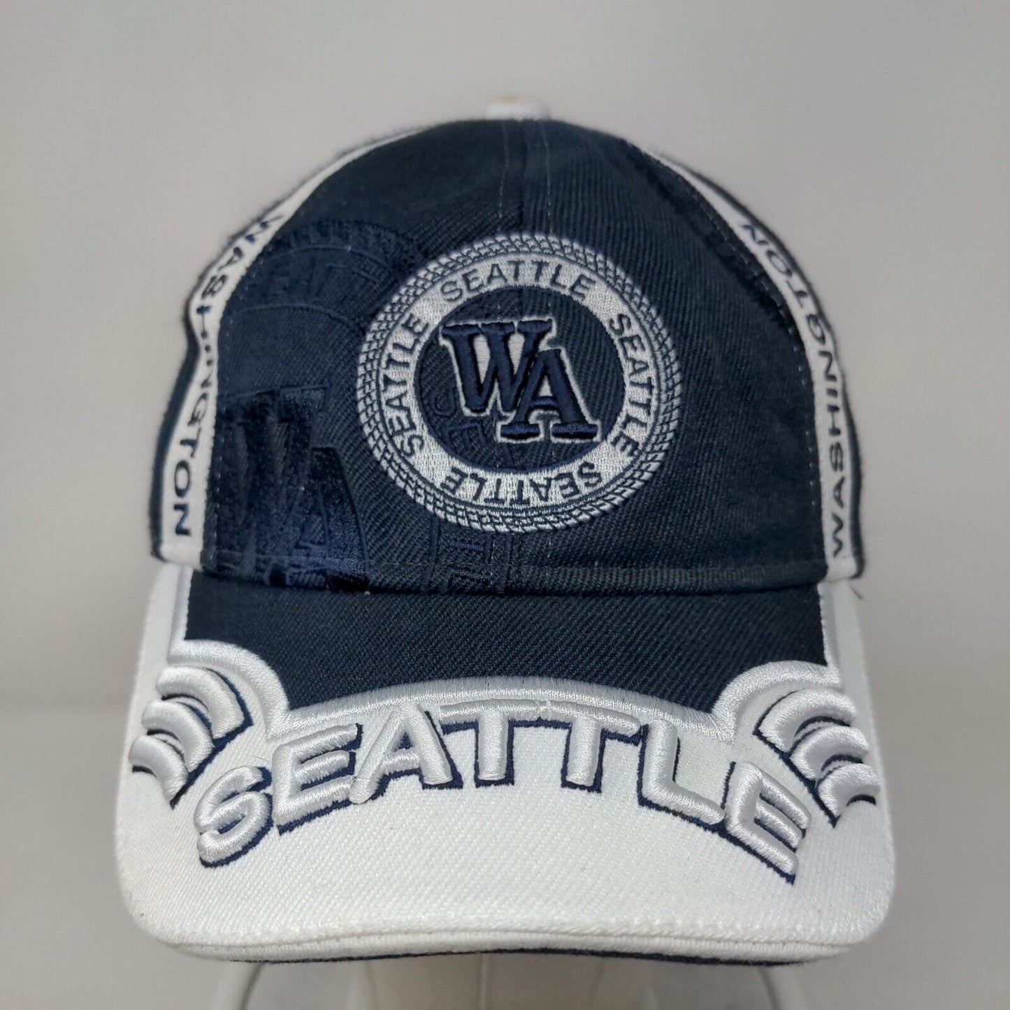 Seattle Washington Strapback Hat Blue One Size Embroidered Adjustable