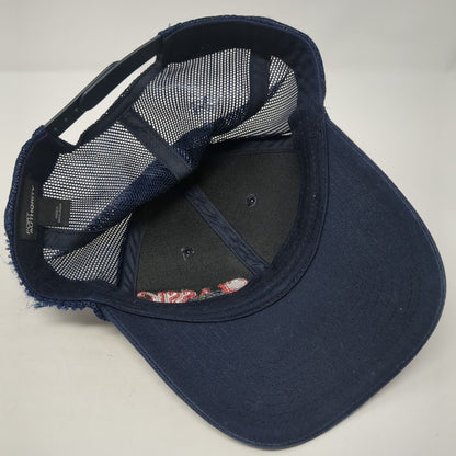 Classic Snapback Trucker Hat Blue One Size Adjustable Mesh Back Port Authority