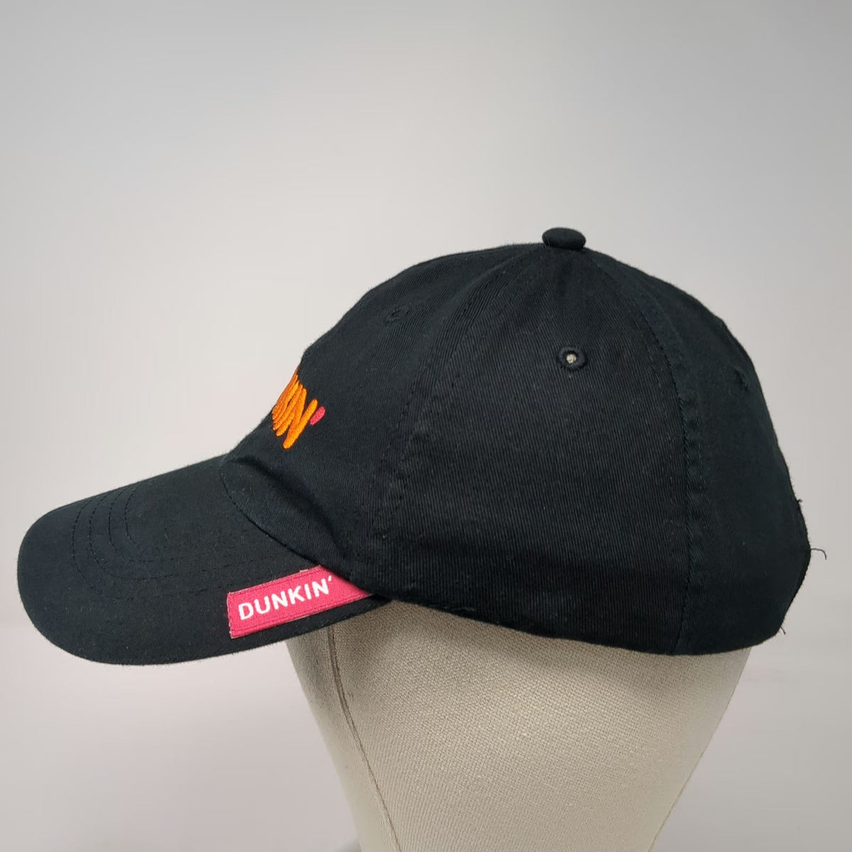 Dunkin Baseball Cap Black One Size Embroidered Logo Strapback Hat Coffee Donut
