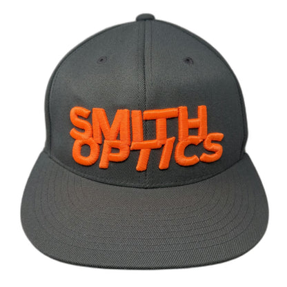 Smith Optics Baseball Cap Gray Orange 7 1/4 Flat Brim 3D Embroidery Fitted Hat
