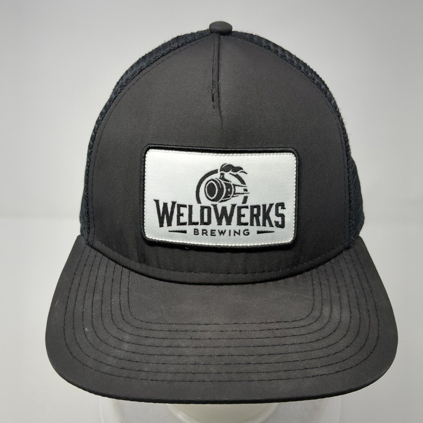 Weldwerks Brewing Snapback Trucker Hat Black One Size Adjustable Mesh Back