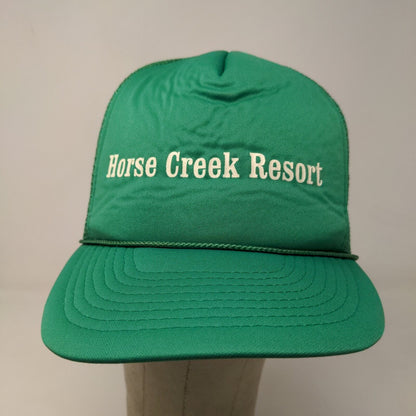 Horse Creek Resort Men's Snapback Mesh Back Trucker Hat Green Rope Graphic Logo