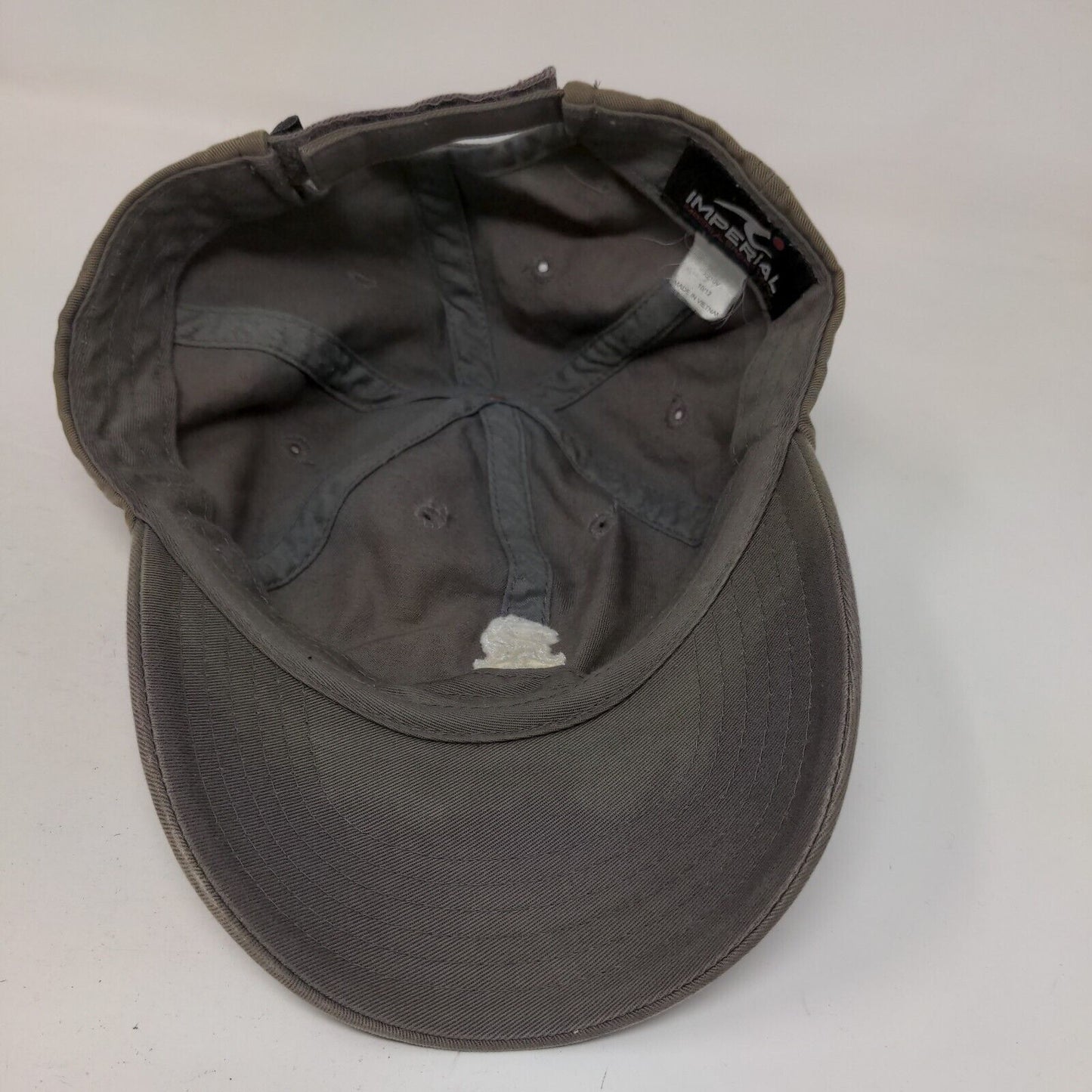 Imperial Strapback Hat Grayish Tan One Size Embroidered Logo 6 Panel