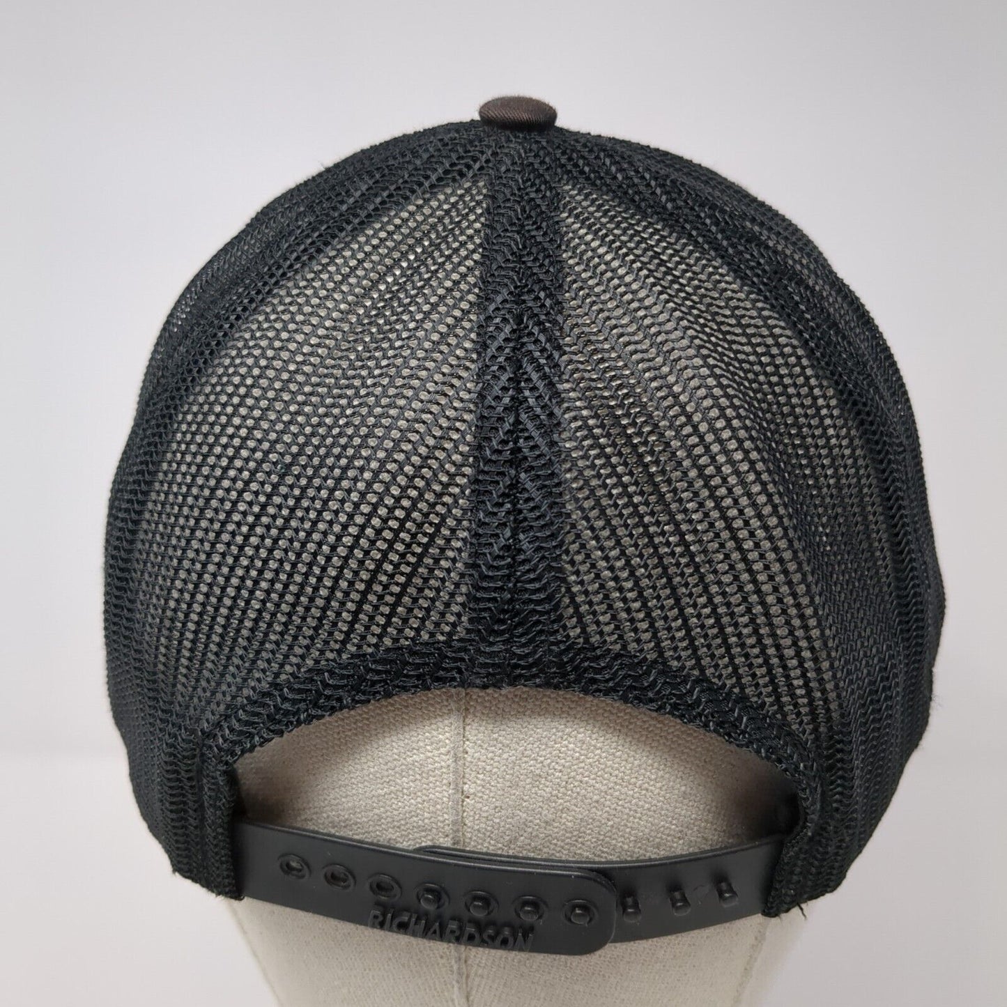 Kiawah Snapback Mesh Back Trucker Hat Black One Size Leather Patch