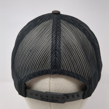 Kiawah Snapback Mesh Back Trucker Hat Black One Size Leather Patch