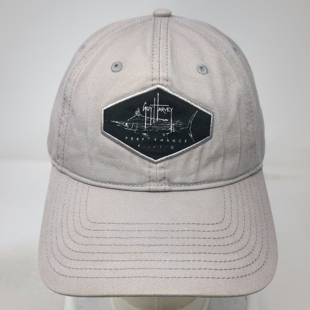 Guy Harvey Baseball Cap Gray One Size Marlin Fishing Adjustable Strapback Hat