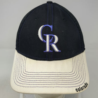 Colorado Rockies MLB New Era Baseball Cap Black White Purple L Mesh Back Stretch